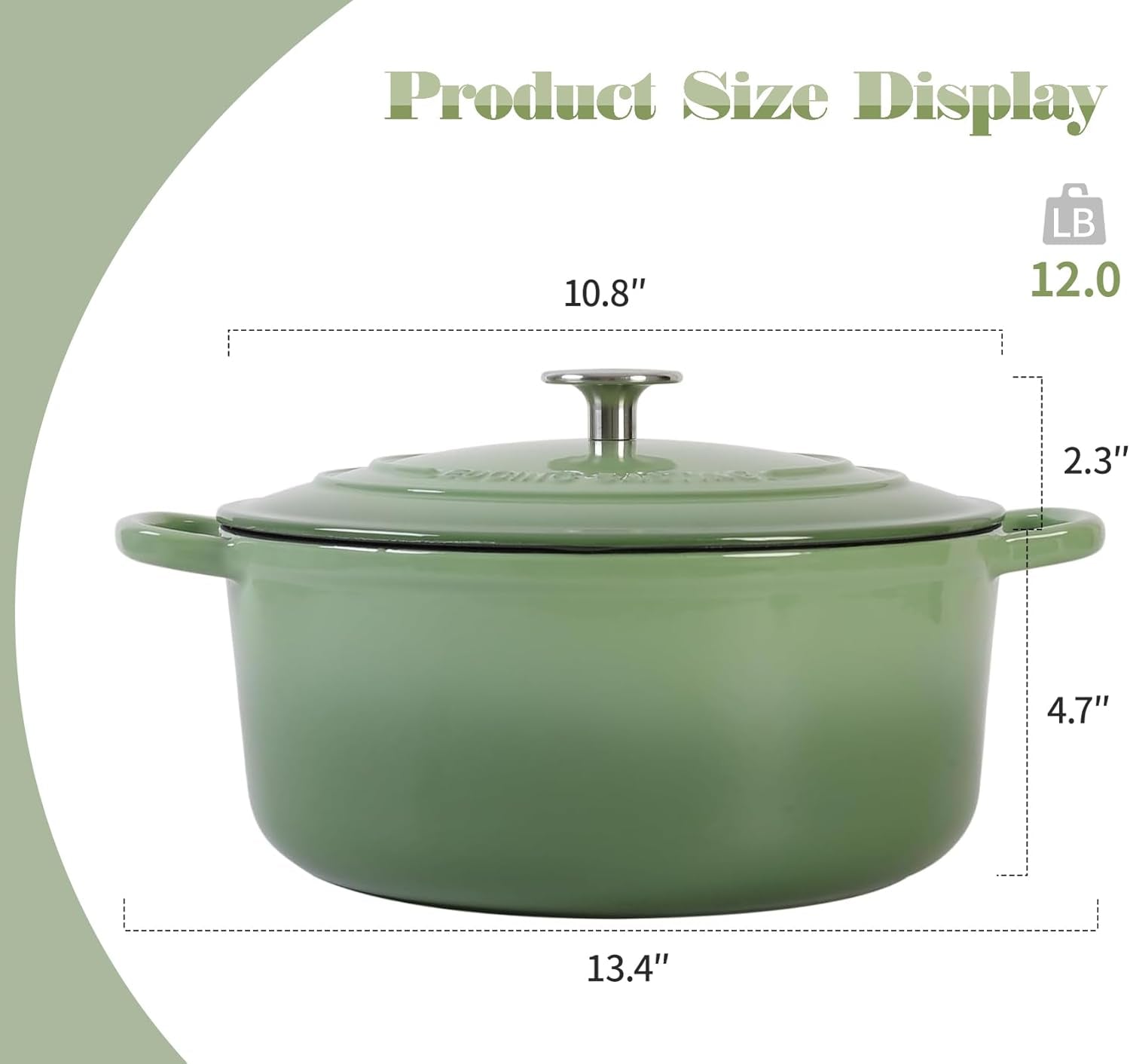 Enameled Cast Iron Dutch Oven Pot with Lid, 5.5 Quart