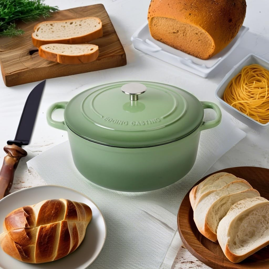 Enameled Cast Iron Dutch Oven Pot with Lid, 5.5 Quart